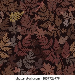 Seamless realistic leaf pattern in autumn colors. Autumn backdrop for wallpaper, fabric, textile, texture, wrapper or surface. Vector illustration. EPS 10.