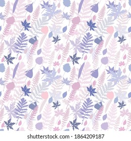 Seamless realistic leaf pattern in autumn colors. Autumn backdrop for wallpaper, fabric, textile, texture, wrapper or surface. Vector illustration. EPS 10.