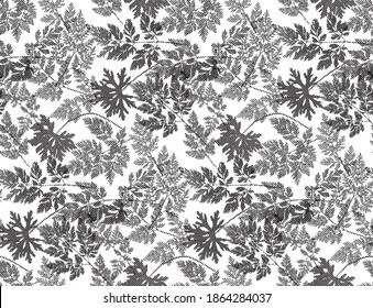 Seamless Realistic Leaf Pattern 
 With Grunge Bitmap Dot Texture For Placing On Your Illustrations To Create A Grunge, Bitmap Texture Effect, Distressed Effect. Vector EPS 10.