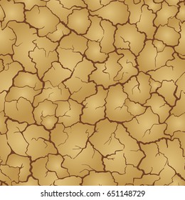 Seamless realistic pattern. Imitation print of dry soil of desert. Brown crack on beige background.
