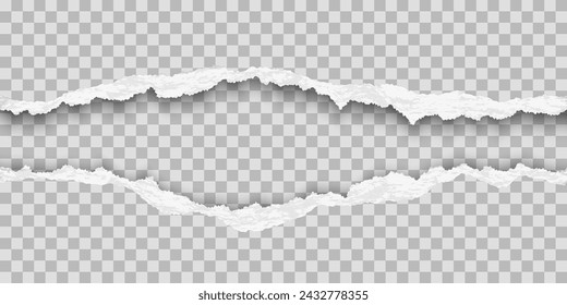 Seamless realistic torn paper edges with shadow. Vector illustration.