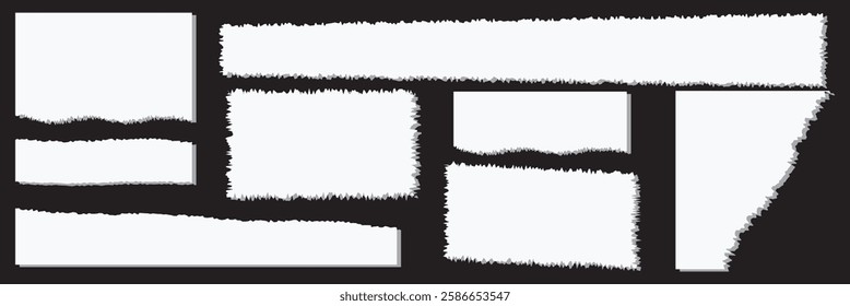 Seamless realistic torn paper edges with shadow. Vector illustration. EPS 10.