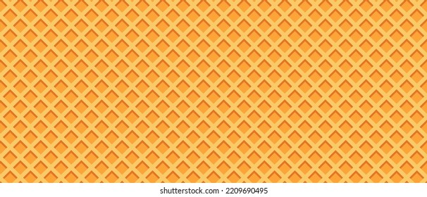 Patrón de wafer realista y sin brillo. Fondo de Wafer. Textura vectorial del cono de helado. Trato de wafer de postre dulce. Aspecto de textura de obleas repetidas. Ilustración del vector