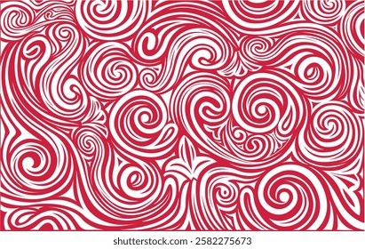 Seamless red abstract hand-drawn pattern, waves background. Seamless pattern can be used for wallpaper, pattern fills, web page background,surface textures.