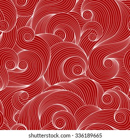 Seamless red abstract hand-drawn pattern, waves background. Seamless pattern can be used for wallpaper, pattern fills, web page background,surface textures. 