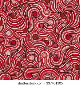 Seamless red abstract hand-drawn pattern, waves background. Seamless pattern can be used for wallpaper, pattern fills, web page background,surface textures.