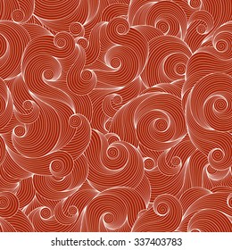 Seamless red abstract hand-drawn waves pattern, wavy background. Seamless pattern can be used for wallpaper, pattern fills, web page background,surface textures.