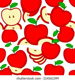 Seamless Red Apple Fruit Background for Wallpapers and Packaging. Filled Shapes