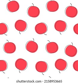 Seamless red apple pattern vector illustration