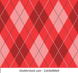 Seamless Red Argyle Classic Textile Diamonds Pattern Vector