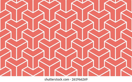 Seamless red asian trilateral pattern vector