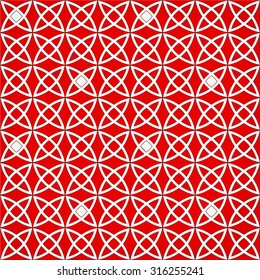Seamless red background with Arabic geometric pattern. Vector illustration