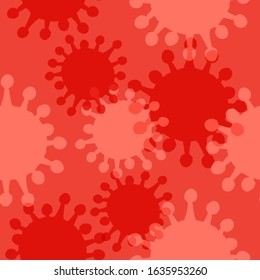 Seamless red background with coronaviruses. Vector illustration.