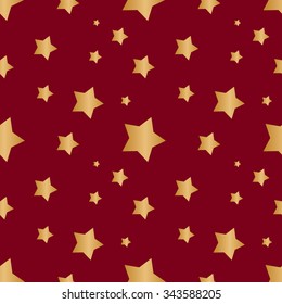 Seamless red background with gold stars
