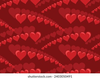 El fondo rojo sin fisuras con corazones.
