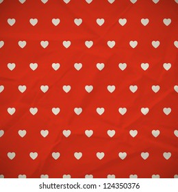 Seamless red background with hearts. Vector illustration.