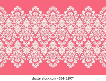 Seamless red background with light pattern in baroque style. Vector retro illustration. Ideal for printing on fabric or paper.