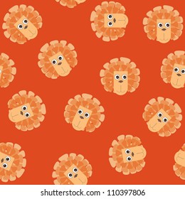 seamless red background from naive drawn lions