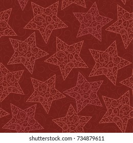 seamless red background with  stars