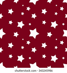 Seamless red background with white stars