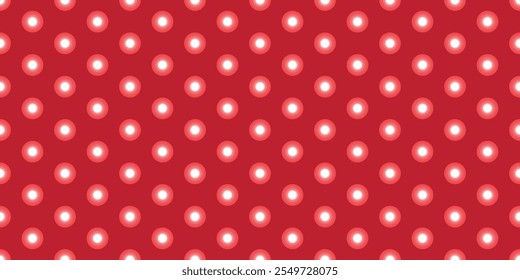 Seamless Red background with yellow polka dots. abstract pattern background with Red colored circles. Glowing red balls. Repeating linear texture for wallpaper, packaging, fabric print. EPS vector