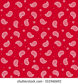 Seamless red bandana pattern. Traditional Paisley texture, tileable vector background.