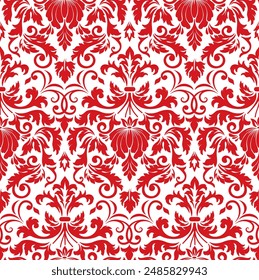 seamless Red Batik Indonesians Ikat floral embroidery Vector paisley pattern on White background. Aztec style abstract vector illustration.
design for texture ,fabric ,clothing wrapping ,decoration.