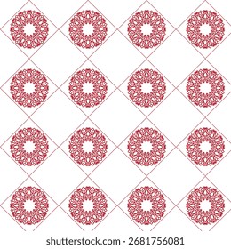 Seamless red Bauhaus circle pattern background wallpaper