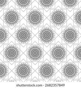 Seamless red Bauhaus circle pattern background wallpaper