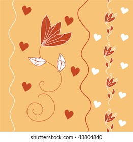 Seamless red and beige pattern with tulips