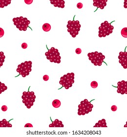 Seamless red berries on white background. Good textiles, scrapbook, gift wrapping paper. 