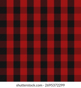 Patrón de cuadros de búfalo rojo y negro sin costuras con Navidades acogedoras.