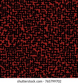 Seamless Red Black Cross Hatching Structure Vector Pattern
