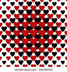 Seamless red and black heart pattern background