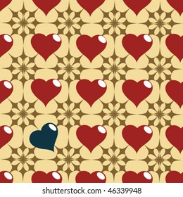 Seamless red and black hearth pattern