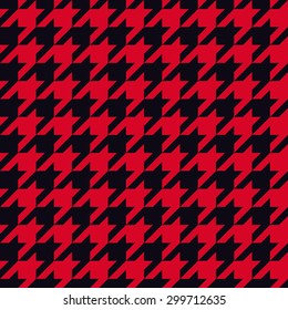 Seamless red and black houndstooth pattern vector