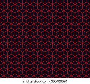 Seamless red and black isometric cubes pattern vector