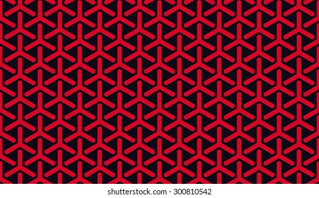 Seamless red and black isometric overlapping tridents pattern vector