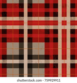 Seamless Red Black Orange Grunge Checkered Brown Paper Vector Pattern
