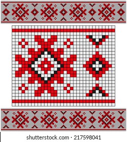 Seamless red and black pattern on gray. eps10