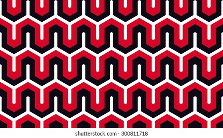 Seamless red and black retro isometric futuristic pattern vector