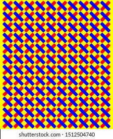 seamless red and blue square cross on yellow background 