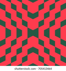 Seamless, red and brown abstract geometric symmetrical vector pattern