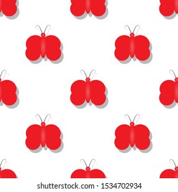 
Seamless red butterfly pattern design with shadow effect. white background. wallpaper design, paper design, animal design. ready for printing in other shirts and t-shirts.