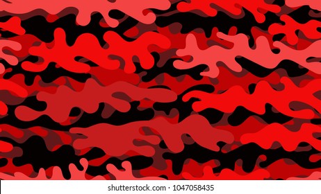 Seamless red camouflage pattern. Repeating military clothing texture.