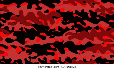 Seamless red camouflage pattern. Repeating military clothing texture.
