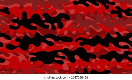 Seamless red camouflage pattern. Repeating military clothing texture.