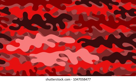 Seamless red camouflage pattern. Repeating military clothing texture.