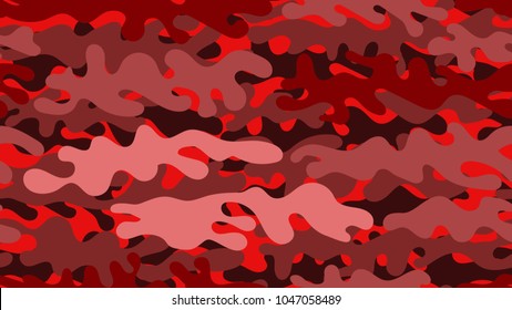 Seamless red camouflage pattern. Repeating military clothing texture.