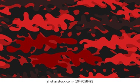 Seamless red camouflage pattern. Repeating military clothing texture.